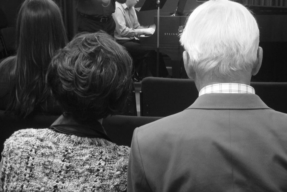 Ernst and Cidinha Mahle in the audience at a concert of Mahle's music in Steinway Hall, New York, NY